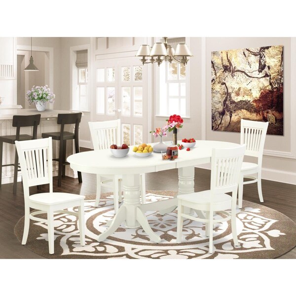 East West Furniture 5 Piece Vancouver Dinette Set - Linen White VAVA5-LWH-W - main